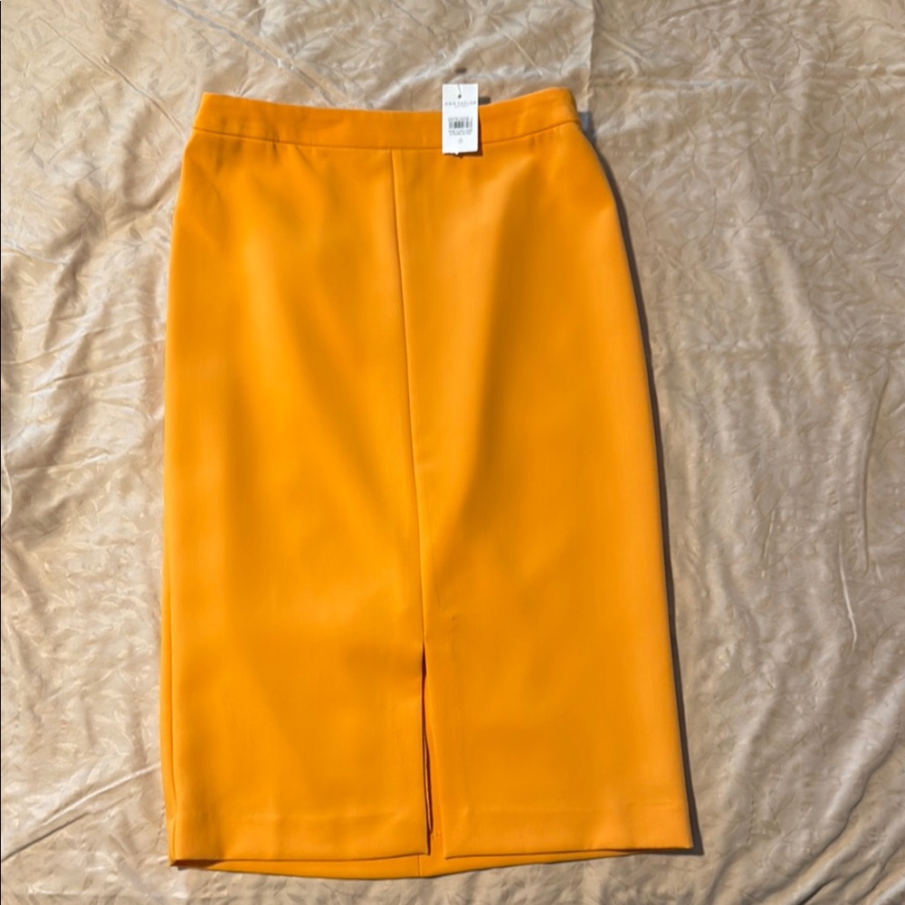 Ann Taylor Factory Gold Pencil Skirt Midi Length